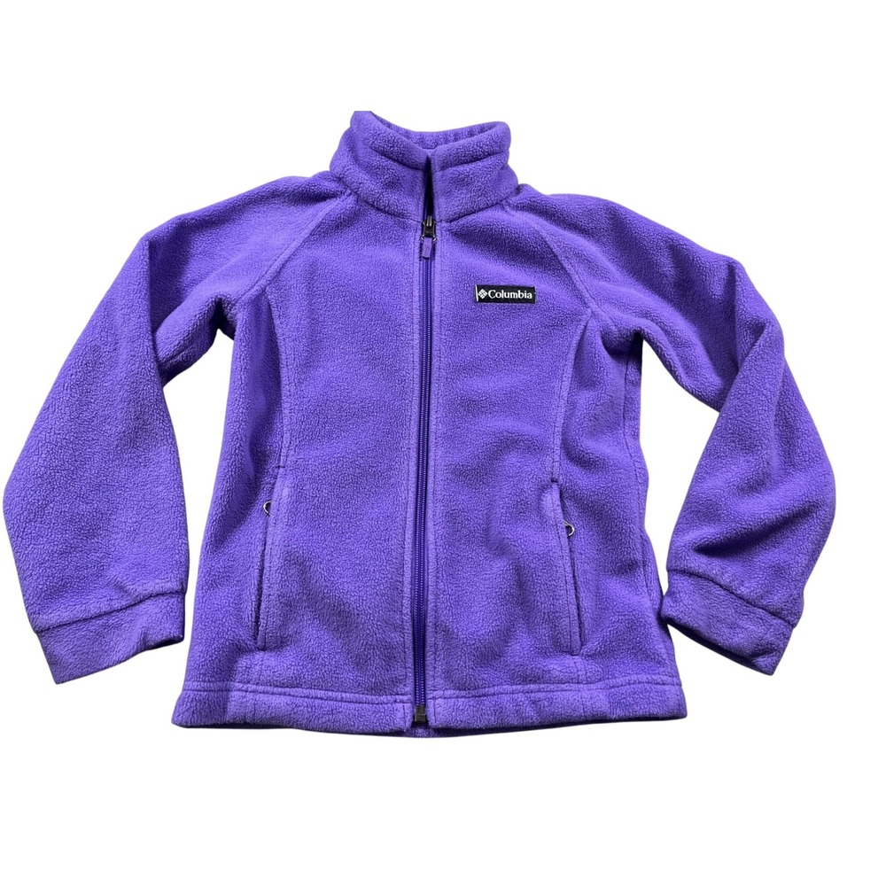 Columbia Youth XS Fleece Jacket Purple Full Zip Lightweight Kids Coat